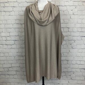 Planet Lauren G Tan Cowl Neck Poncho One Size Cotton Modal